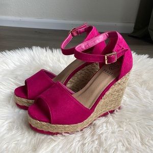 Fushia Open Toe Wedges- Brand New- 7.5